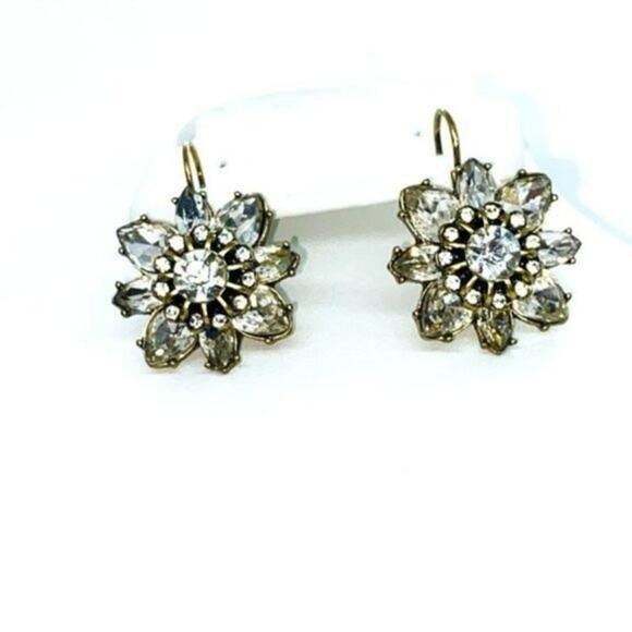 Gold-Tone Clear Rhinestone Clip-On Earrings - Picture 1 of 6